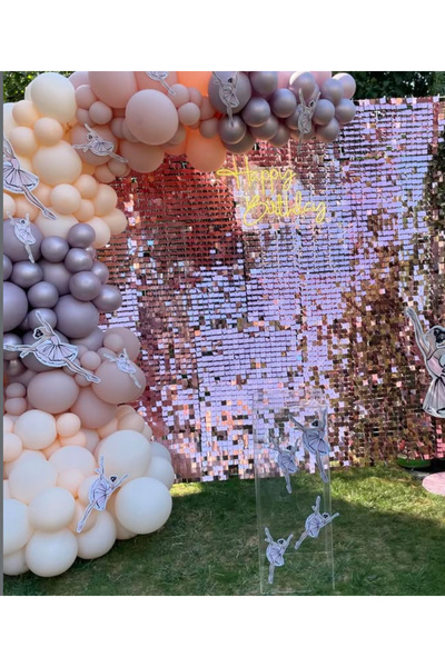 Çemrek Süs Parti مجموعة سلسلة بالونات كروم وردية اللون من بينك بلاش سالمون، 1...