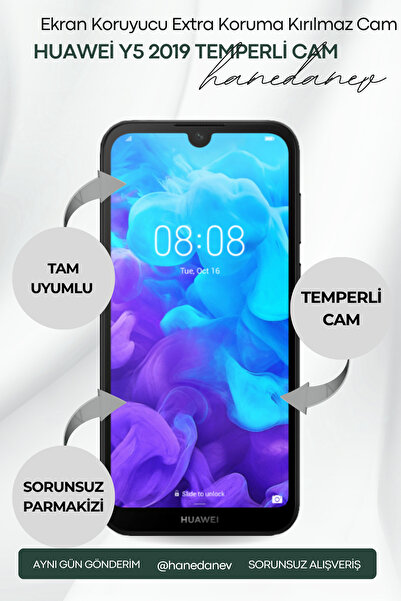 Hanedanev Huawei Y5 2019 Temperli Cam Ekran Koruyucu Extra Koruma Kırılmaz Cam