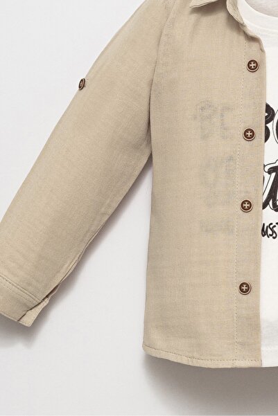 ETİC MODA Boy's 3-Piece Combination Set – Embroidered Shirt, T-Shirt, and Pants