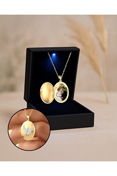 İNDİGO TAKI Işıklı Kutuda Fotoğraflı Açılabilir Anka Kuşu Gümüş Kolye