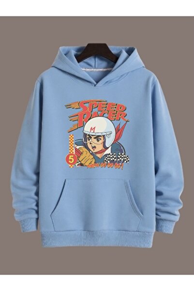 ArtYus سويت شيرت بقلنسوة كبير الحجم من القطن مطبوع عليه ملابس سبيد ريسر ملونة...