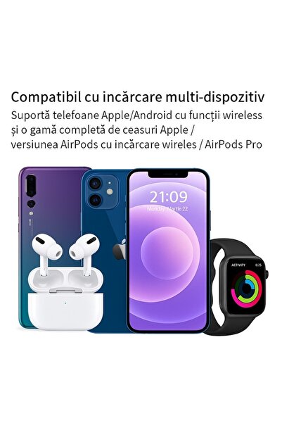 OEM 3 in 1 Wireless Charger Fast Charging 15W for iPhone, Samsung, Huawei, etc., White