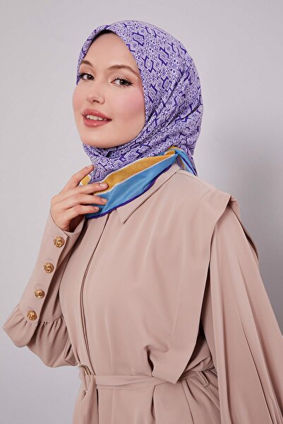 Levidor Μαλακό κασκόλ με μπλε μοτίβο παζλ