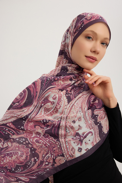 Schaless Cosmic Paisley - Pink - Efilia Patterned Shawl - 70X190 cm