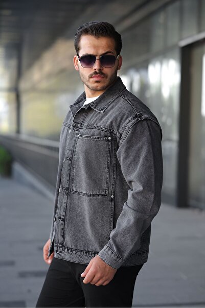 LTC Jeans Мъжка ретро сако с квадратни джобове и копчета, антрацит