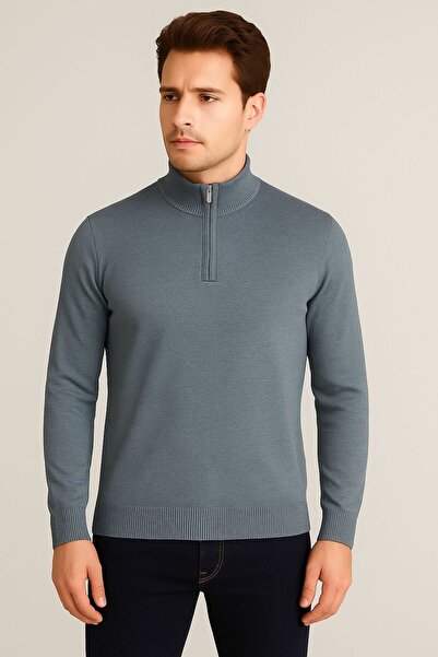 Baran Işık YARIM BALIKÇI FERMUARLI İNCE YÜN KAZAK