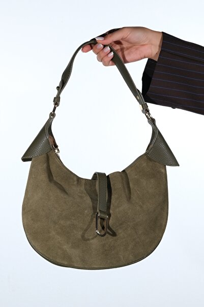 LuviShoes Bexley Khaki Suede Genuine Leather Women's Shoulder Bag