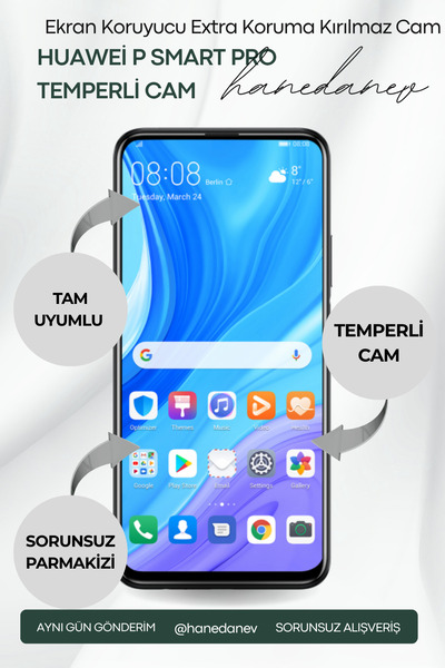 Hanedanev Huawei Y9S Temperli Cam Ekran Koruyucu Extra Koruma Kırılmaz Cam