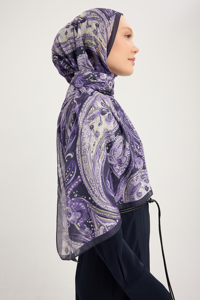 Schaless Cosmic Paisley - Purple - Efilia Patterned Shawl - 70X190 cm