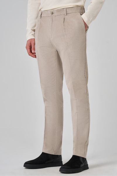 Morven Erkek Taş Pamuk Trend Fitilli Kadife Lastikli Slim Fit Pantolon