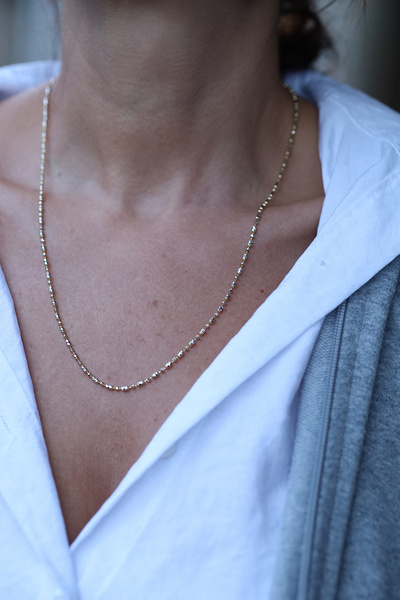 Yenigün Kuyumculuk 14 Ayar Altın Beyaz-Sarı Örüntü Top Dizisi Zincir