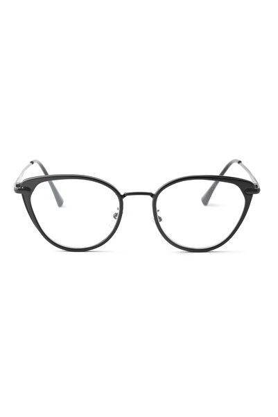 Angel Eyes Black Frame Clear Glass Blue Light Protection Computer Glasses