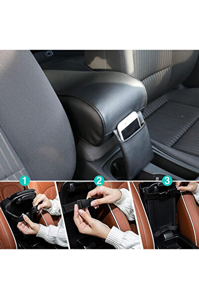 Generic Car Center Console Armrest Cushion with Phone Holder – Soft PU Leather, Easy Setup