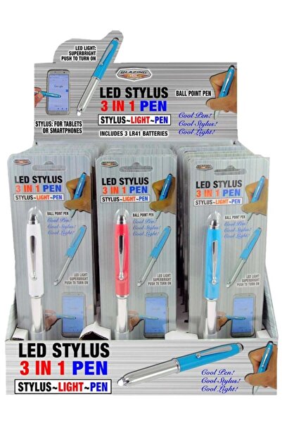 Blazing Ledz قلم LED 3 في 1 باللونين الأحمر والفضي