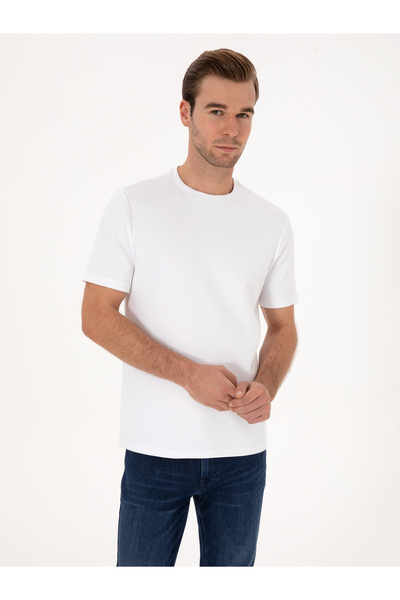 Cacharel Beyaz Regular Fit Modal Karışımlı Bisiklet Yaka T-shirt 50311305-VR013