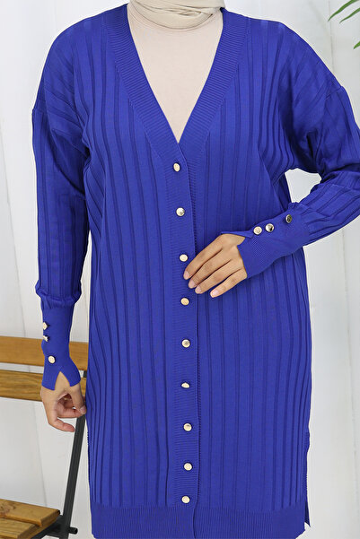 benguen Αυτοριγέτες μακριές ζακέτες Mercerized N3179 μπλε κοβαλτίου