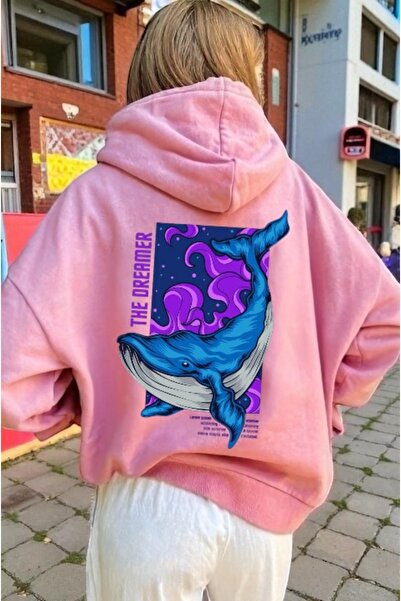 ArtYus Balena albastră unisex, colorată, specială, cu imprimeu bumbac supradi...