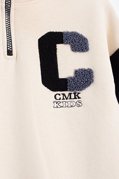 Cansın Mini Black Velvet Trousers Zippered Collar Raised Collar Boys' Suit 23241