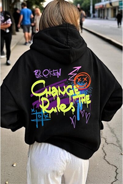 ArtYus Φούτερ Unisex Broken Colorful Special με τύπωμα Cotton oversized με κο...