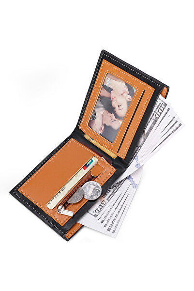 Tessero Men's slim wallet made of genuine leather, carbon model, multiple com...