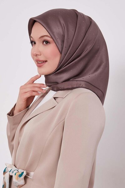 Levidor Coffee Speckle Pattern Monogram Silk Scarf