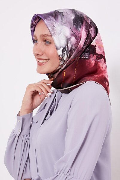 Levidor Eșarfă de mătase Sura cu model violet roz
