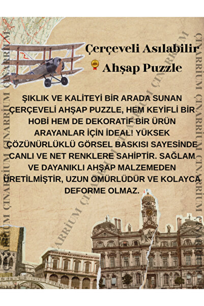 pınaxar 3 Boyutlu Tropikal Doğa Manzara Temalı Çift Katlı Çerçeveli Asılabilir Ahşap Puzzle 1000 PARÇA 50X70