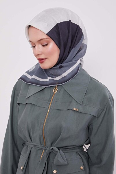 Levidor Βαμβακερό κασκόλ με μοτίβο γκρι φύλλων