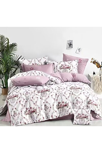 LOCK Floral Basket Bedding Set - Pink and Gray Flower Pattern - Soft & Stylish