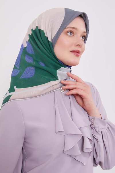 Levidor وشاح قطني بنمط أوراق الشجر الخضراء