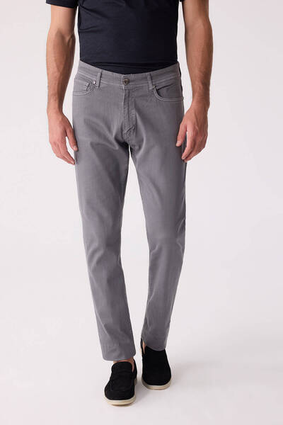 Ysf بنطلون رجالي من القماش القطني ذو جيب علوي وقصة ضيقة باللون الرمادي الداكن