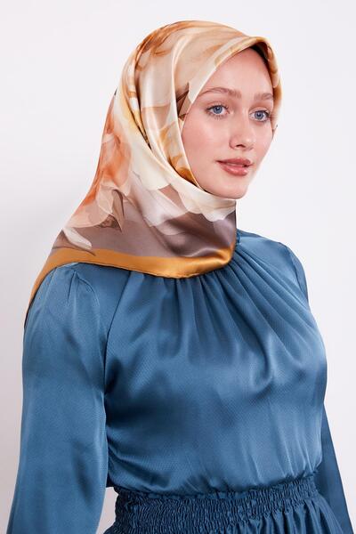 Levidor Mustard Soft Floral Pattern Sura Silk Scarf