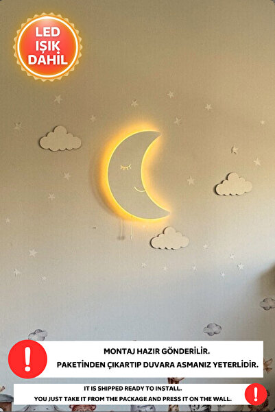Dekorvin Ay Dede Gece Lambası Bebek Çocuk Odası Duvar Dekorasyonu Aydınlatma ...