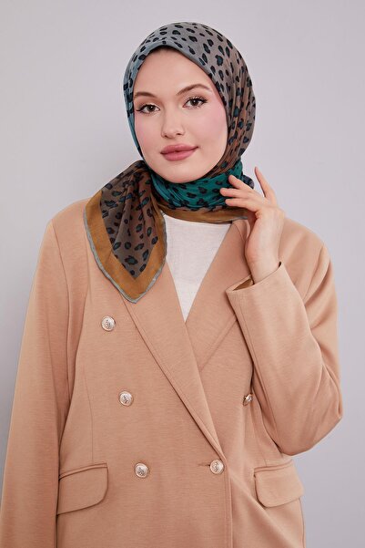 Levidor Oil Green Leopard Pattern Soft Scarf