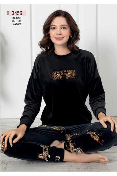 Nisa Women's Soft Velvet Fabric Winter Pajama Set Tiger Eye