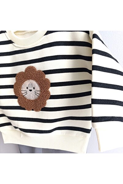 minilkabebe Erkek Bebek Kabartma Desenli İçi Şardonlu 3 iplik Alt Üst Takım