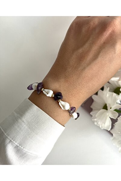 Fynbos Marine Real Natural Stone & Seashell Gold Bracelet
