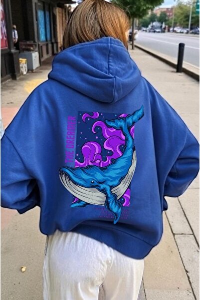 ArtYus Balena albastră unisex, colorată, specială, cu imprimeu bumbac supradi...
