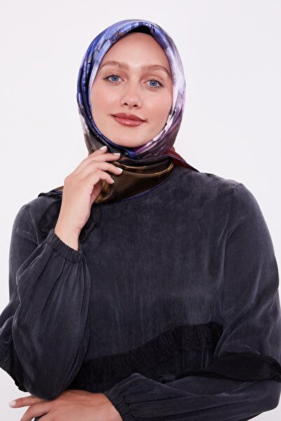 Levidor Μεταξωτό μαντήλι Sura με μοτίβο ναυτικό μπλε βιολετί