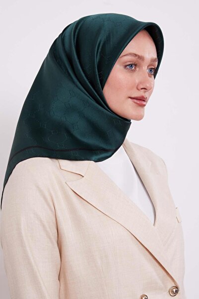 Levidor Emerald Honeycomb Pattern Monogram Silk Scarf