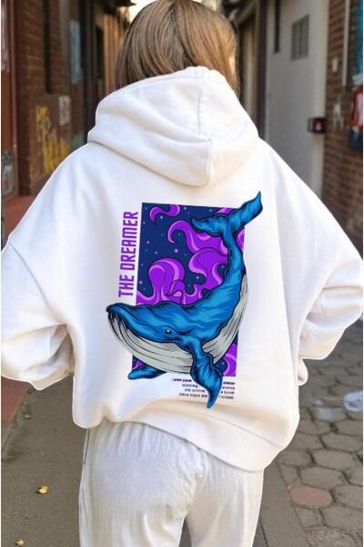 ArtYus Balena albastră unisex, colorată, specială, cu imprimeu bumbac supradi...