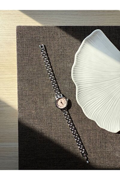 rubsey Retro Minimal Metal Kordon Vintage Kadın Kol Saati İçi Pembe