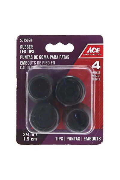 ACE 4 Pieces High-Quality Non-Slip Rubber Leg Tips Black 1.9 cm