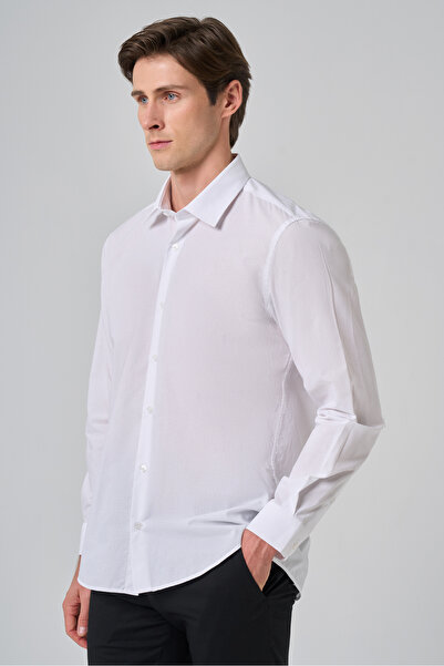 Morven Cămașă pentru bărbați, albă, cu croiala obișnuită