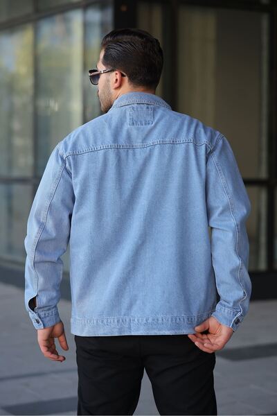 LTC Jeans Men's Regular Fit Buttoned Vintage Light Blue Denim Jacket