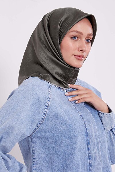 Levidor K.Haki Baklava Pattern Monogram Silk Scarf