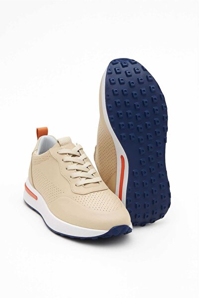 Morven Men's Beige Seasonal Casual Leather Sneakers
