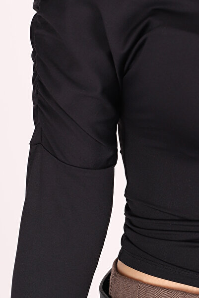 armonika Γυναικεία μπλούζα με μαύρα μανίκια με κορδόνια ARM-26K042015