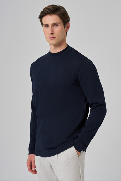 Morven Чоловічий синій трендовий велосипедний комір з віскозного трикотажу