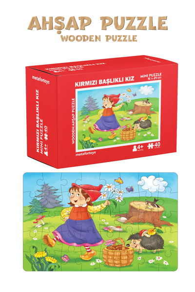 metafortoys Ahşap Kırmızı Başlıklı Kız Mini Puzzle | 40 Parça 4+ Yaş
